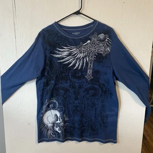 Vintage Y2K Xhilaration Herren Hemd Xl Selten Skull Cross Wings - Bild 1 von 7