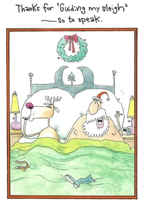Open Christmas Greeting Card Merry Happy Funny Rude Santa Humorous Sexy Joke - Picture 1 of 4