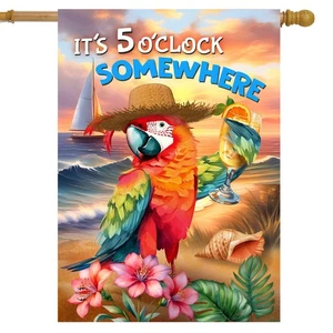 Briarwood Lane Sonnenuntergang Papagei Haus Flagge - Bild 1 von 4