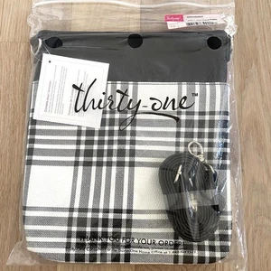 Thirty One Organizing Shoulder Bag Buffalo Check Pebble Black White New - Picture 1 of 8