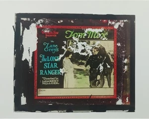 LANTERNA MAGICA VETRO SLIDE 1923 FILM MUTO LONE STAR RANGER TOM MIX ZANE GRIGIO - Foto 1 di 1