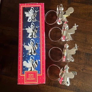 VTG Home for the Holidays Silverplate Angel Christmas Napkin Holder Set of 4 - Picture 1 of 15