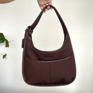 Coach Vintage Neo Ergo 6203 Mahogany Brown Leather Trim Shoulder Bag VGC - Picture 1 of 18