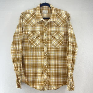 Tecovas Hemd Herren Large gelb kariert Perlen Druckknopf Western Cowboy Rodeo - Bild 1 von 8