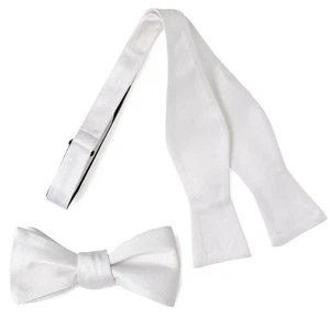 White Silk Self Bow Tie - Picture 1 of 10