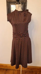 Lindy Bop Black Red Polka Dot Runched Swing Fit Flare Cute Retro Dress Size 16 - Picture 1 of 15
