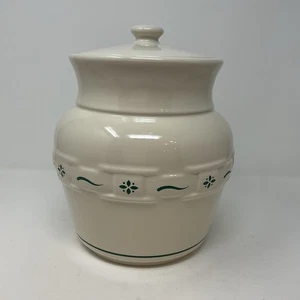 Longaberger Pottery Woven Traditions X-Large Canister Ivory Green With Lid - Picture 1 of 11