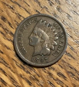 1897 (P) Indian Head Cent Very Good Penny VG - Free Shipping - Picture 1 of 2
