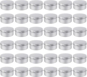 	36 latas redondas de metal de 4 oz latas de velas vacías de aluminio con tapa de tornillo para ungüento	 - Imagen 1 de 2