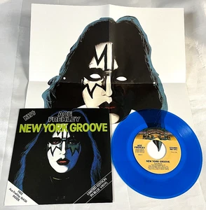KISS Ace Frehley New York Groove 2012 Singles Box Set BLUE Vinyl Bonus Mask New - Picture 1 of 7