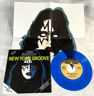 KISS Ace Frehley New York Groove 2012 Singles Box Set BLUE Vinyl Bonus Mask New - Image 1 of 4