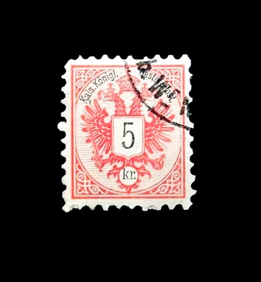 AUSTRIA Stamp - 1883 Coat of Arms Heraldic Eagle Used r86🔥Perf 9 CV$143 - Image 1 of 2