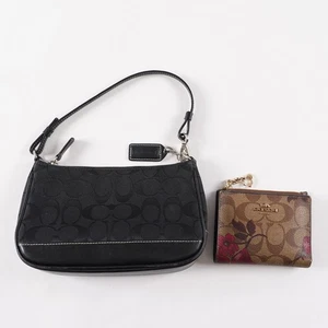 Coach Signature Shoulder Bag and wallet set Canvas Black Authentic 8E05825020 - Picture 1 of 10