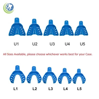 12 X Bandejas de Impresión Desechables Edéntulas de Plástico Dental Autoclavables U y L Foto 1 de 4