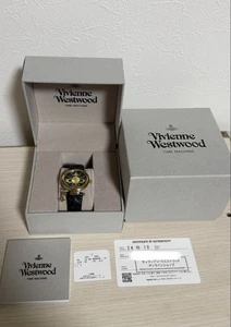 Vivienne Westwood Armbanduhr Damen Orb Gold Schwarz Leder - Bild 1 von 6