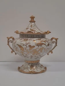 Lenwile Ardalt Lidded Tureen/Bowl Porcelain Gold 6428 Vintage Japan Peacocks - Picture 1 of 9