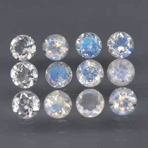 Rund 5 mm.Naturweiß mit blauem Schatten Mondstein Indien 12 Stück/4,82Ct. - Bild 1 von 6