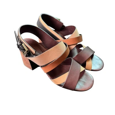 Sandalias See by Chloé de cuero marrón tostado con tiras de tacón bloque talla 37 Foto 1 de 4