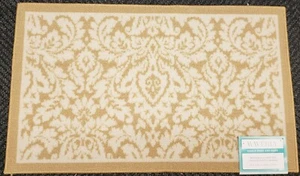 ACCENT PRINTED RUG (nonskid back)(18"x30") FLORAL,DASHING DAMASK, BEIGE, Waverly - Picture 1 of 12