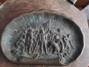 Antique Vint Cast Iron or Brass ? Ash Tray Platter George Washington & Men U.S.A - Picture 1 of 23