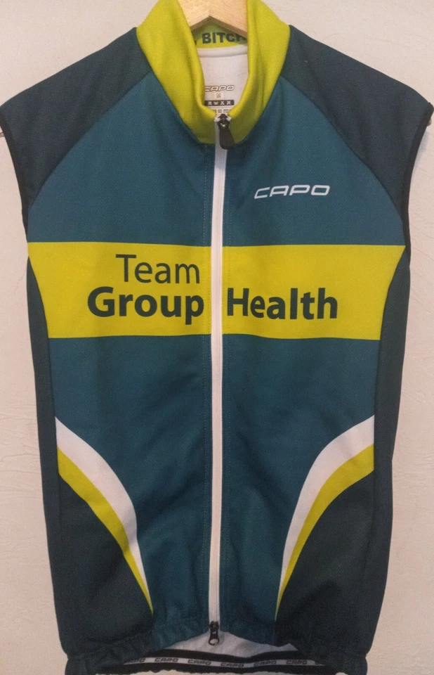 Capo Men’s Cycling Vest Full Zip Team Group Health Green Yellow Size Medium - Image 1 of 4