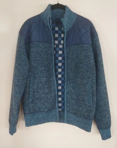 Gioberti Boys 16 Knit Full Zip Cardigan Sweater Soft Brushed Flannel Lining Blue - Picture 1 of 8