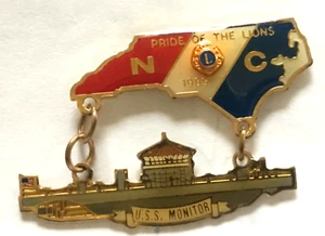 Nice large vintage North Carolina U.S.S Monitor Lions Club pin - Picture 1 of 2