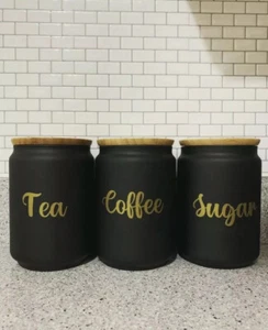 TEA COFFEE SUGAR LABELS FOR JARS MATT VINYL - Picture 1 of 1