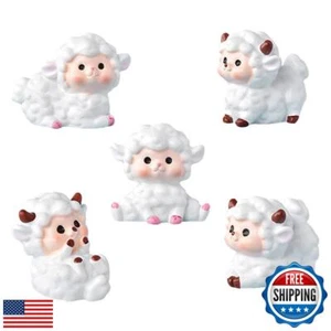 Super Cute Sheep Figure Animal Toys Set Cake Topper, 5Pcs Miniature Sheep Fig - Picture 1 of 5