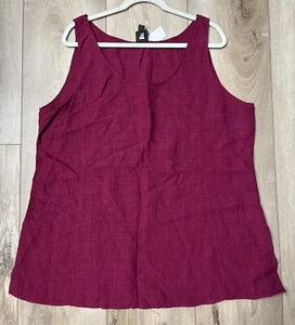Eileen Fisher Damen ärmelloses Tank Top Tunika Viskose Leinen weinrot Größe XL NEU - Bild 1 von 6