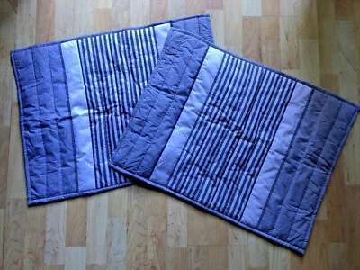 Cajón Barril LAURO Fundas Estándar (2) Par Rayas Grises Verticales Acolchado Algodón Foto 1 de 4