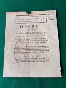 HUSSARDS DE LA MORT  DÉCRET DE LA CONVENTION NATIONALE 5 MARS  1793  RÉVOLUTION - Imagen 1 de 8