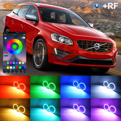For Volvo XC60 156 2014 - 2017 Multi Color RGB LED Angel Eyes Kit Bluetooth APP - Image 1 of 4