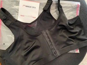 Magic Bra Posture Back Support Wireless Lift Front Closure 2XL Black - Picture 1 of 2