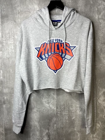 NBA New York NY Knicks Crop Hoodie Adult Large Gray Ultra Game Sweater Womens Cover