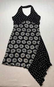 JTB Women’s Floral Dress Semi Handkerchief Style Size Medium Black & White - Picture 1 of 12