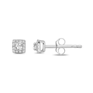 10k White Gold Round Natural Diamond Fashion Stud Earrings Gift for Women - Picture 1 of 3