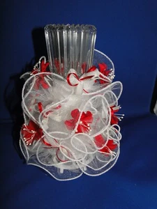 New Serendipity Elegant Red Floral and white lace Votive Cup Cake Topper - Picture 1 of 3