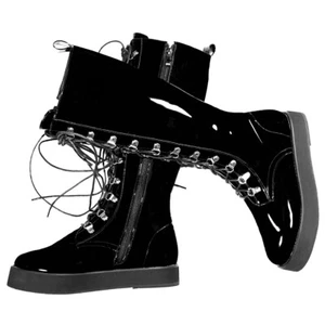 2025 Winter Plus Size Shoes Womens Patent Leather Knee High Boots Big Size Shoes - Picture 1 of 16