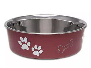 Loving Pets Bella Napf Metallic Merlot Pfoten & Knochen großer Hundenapf 6 Tassen - Bild 1 von 6