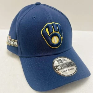 New Era Milwaukee Brewers Postseason 39THIRTY Stretch Flex Hat Cap Blue L/XL - Picture 1 of 7