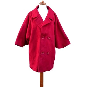 Vintage Kimono Coat 70s 80s Japanese Red Wool Retro Boho 18 - Picture 1 of 3