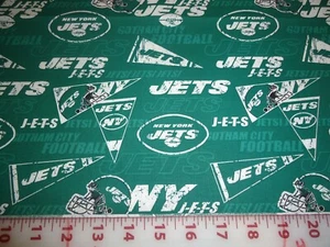 NFL NY New York Jets Cotton Fabric ( 1/4 Yard ) 9" x 56" - Foto 1 di 2