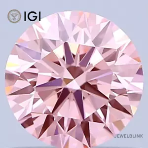 Diamante coltivato in laboratorio CVD taglio tondo certificato IGI 0,80 carati fantasia rosa vivo VVS1 - Foto 1 di 18