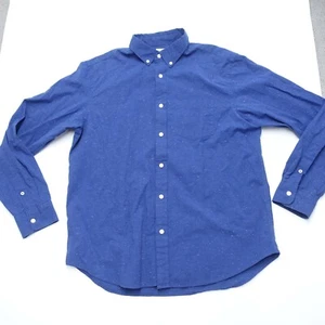 Old Navy Shirt Men's Large Blue Splatter Long Sleeve Classic Fit Button-Down - Picture 1 of 7