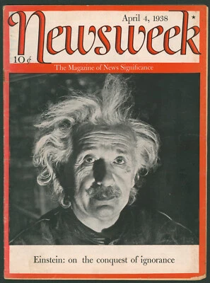 Vintage Newsweek Magazine April 4 1938 Albert Einstein Cover Complete ~ No Label - Image 1 of 4