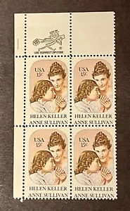 1980 HELEN KELLER/ ANNE SULLIVAN ZIP BLOCK OF 4 MNH - SCOTT 1824 - Picture 1 of 2