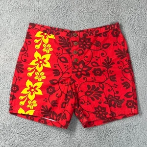 Roxy Boardshorts Embroidered Logo 100% Cotton Floral Red Women's Size 3 VTG NWT - Picture 1 of 14