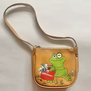 Vintage Winking Frog Childrens Miniature Purse Green Brown Everything Bag Hong K - Picture 1 of 8