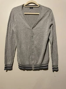 NEXT 82 Girls Gray Cardigan Sweater Size 13 Yr Varsity Style With Elbow Patch - Picture 1 of 4